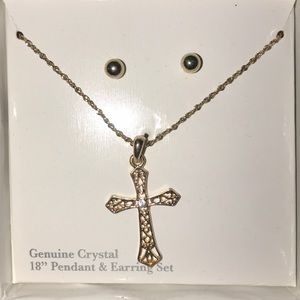 18” gold pendant earrings and necklace